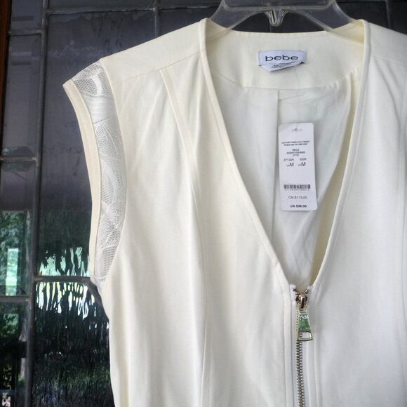 BEBE Lace Inset Trench Vest MEDIUM - Picture 5 of 12